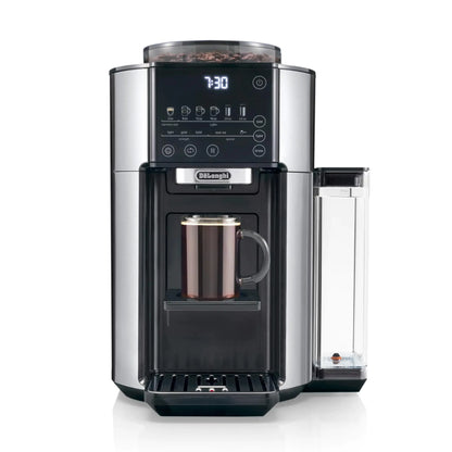 DeLonghi TrueBrew Drip Coffee Maker Built in Grinder Single Serve 8 oz to 24 oz Hot or Iced Coffee Stainless CAM51025MB
